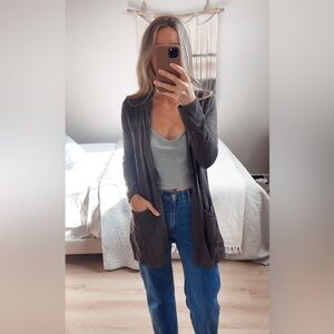 Barefoot Dreams Charcoal Open-Front Cardigan — Ultra Soft Loungewear Essential